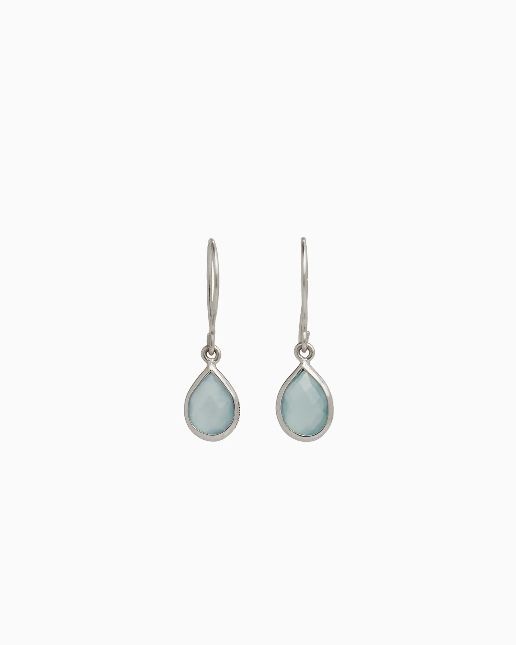 Dewdrop Stone Earrings - Blue Chalcedony