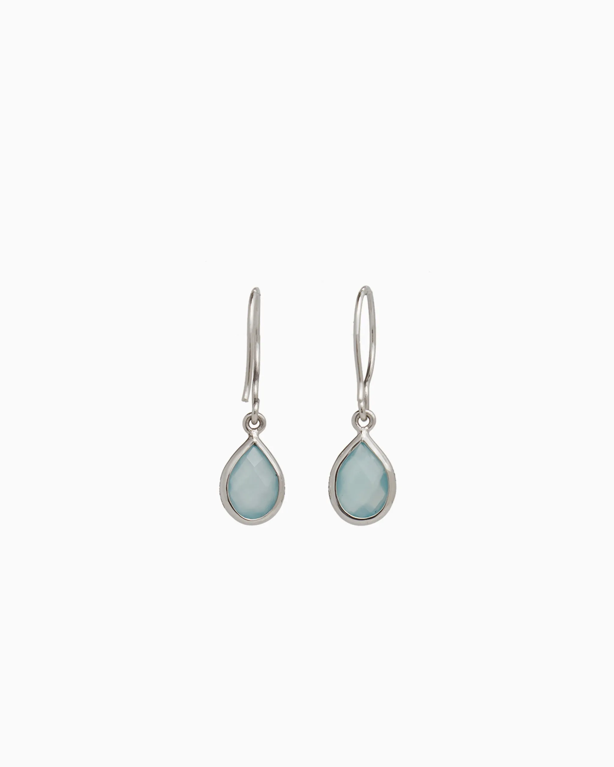 Dewdrop Stone Earrings - Blue Chalcedony