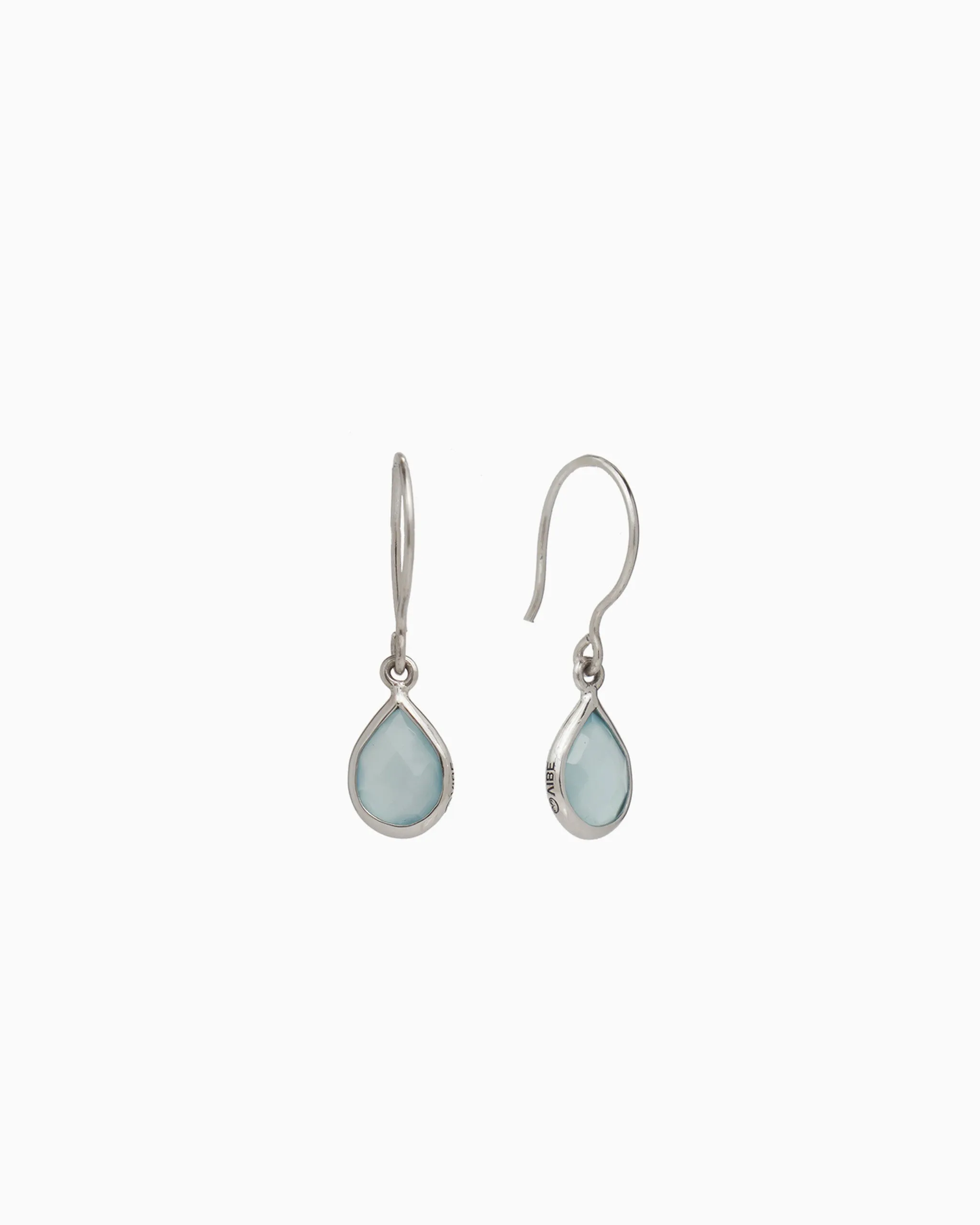 Dewdrop Stone Earrings - Blue Chalcedony