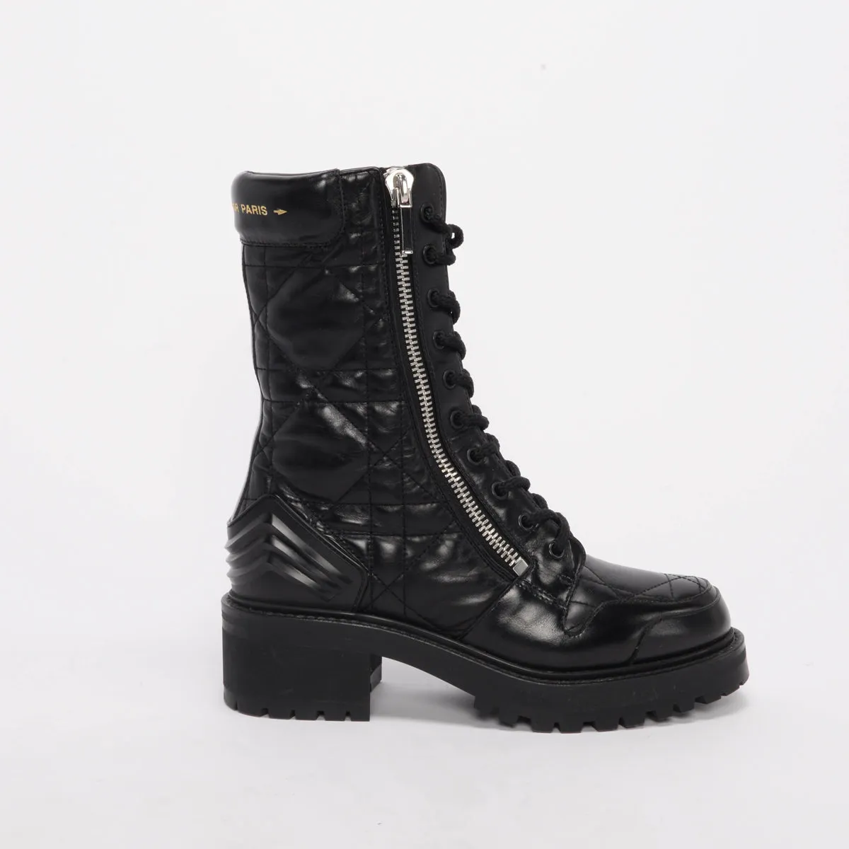 Dior Black Cannage Calfskin D-Leader Boots 37