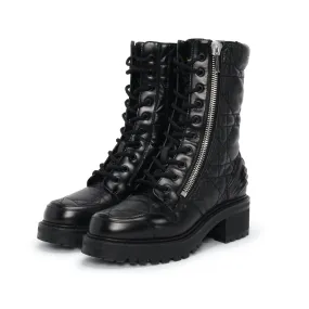 Dior Black Cannage Calfskin D-Leader Boots 37