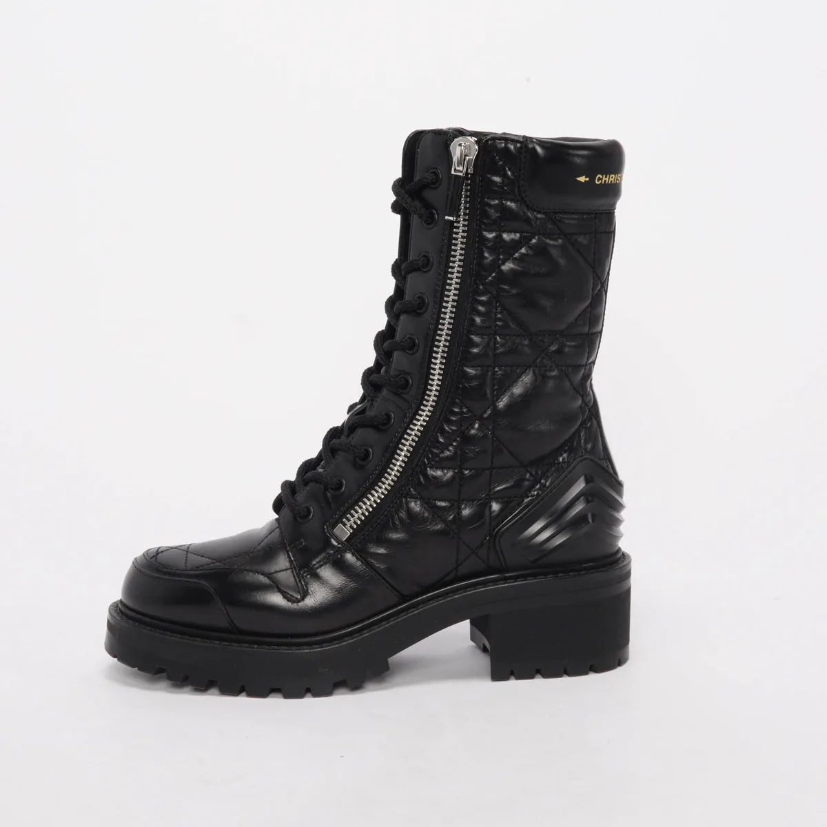 Dior Black Cannage Calfskin D-Leader Boots 37