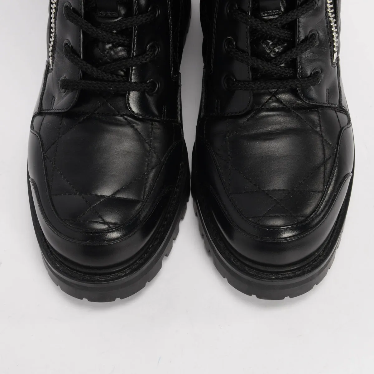 Dior Black Cannage Calfskin D-Leader Boots 37