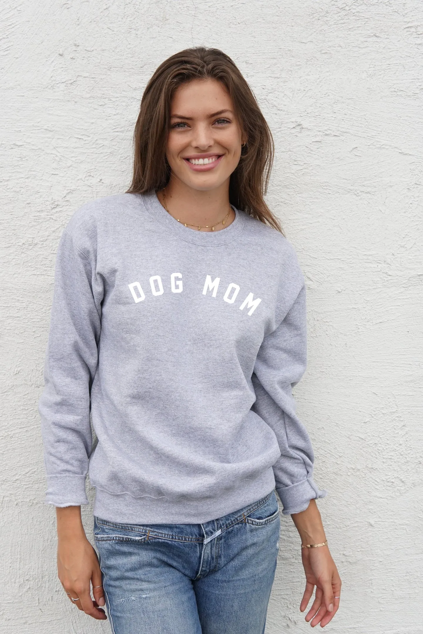 DOG MOM Pullover Sweatshirt - Grey & White