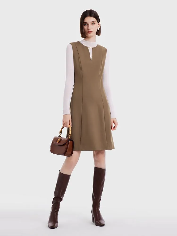 Double Layer Worsted Woolen Vest Dress