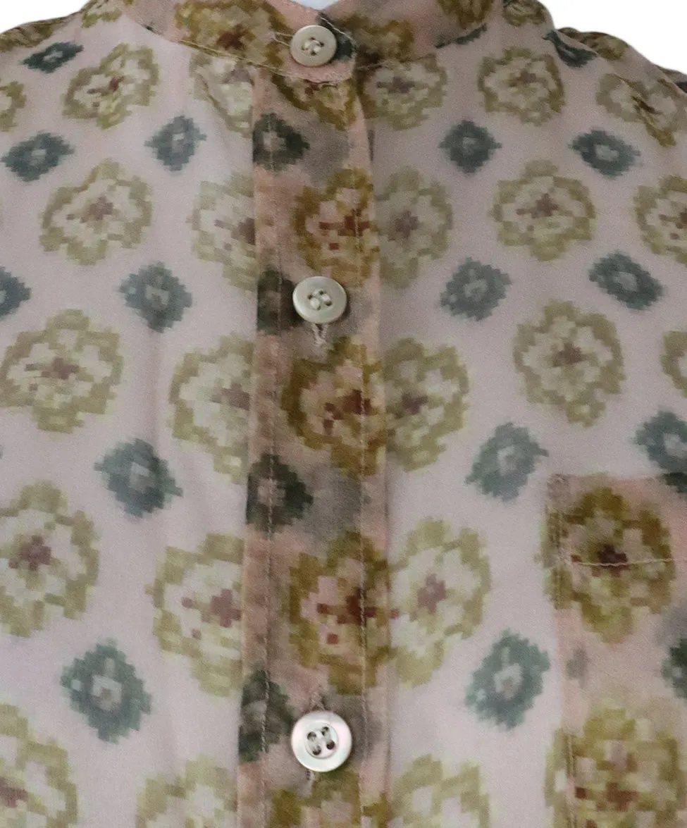 Dries Van Noten Neutral Print Silk Blouse sz 4