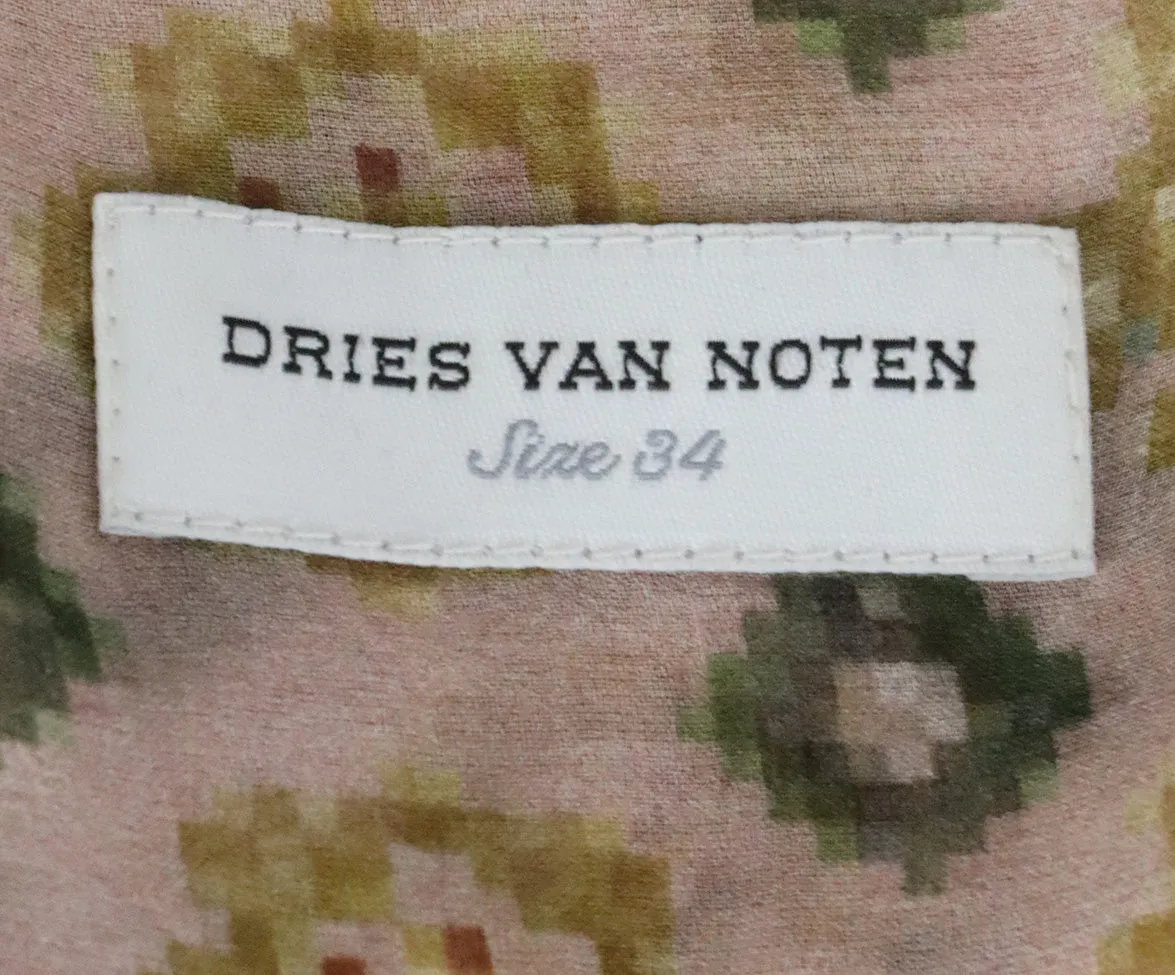 Dries Van Noten Neutral Print Silk Blouse sz 4