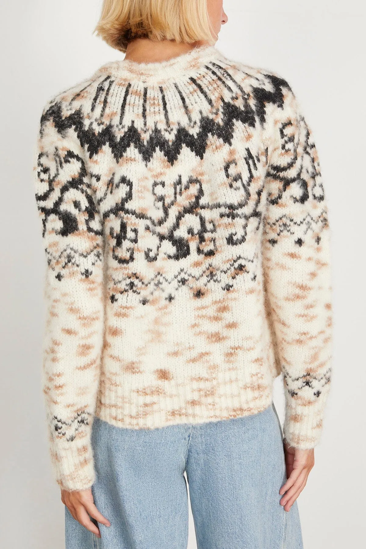 Duke Fair Isle Knit Top in Cream/Taupe/Black Multi