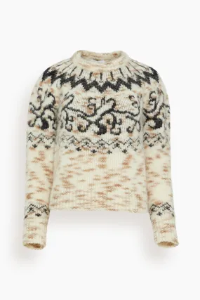 Duke Fair Isle Knit Top in Cream/Taupe/Black Multi