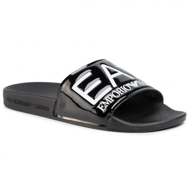 EA7 Black Shiney Slippers