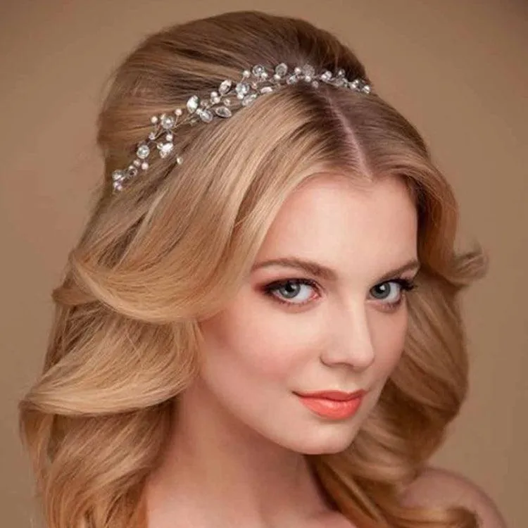 Elegant Crystal Floral Bridal Headband - Handmade Wedding Hair Accessory for Women