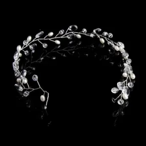 Elegant Crystal Floral Bridal Headband - Handmade Wedding Hair Accessory for Women