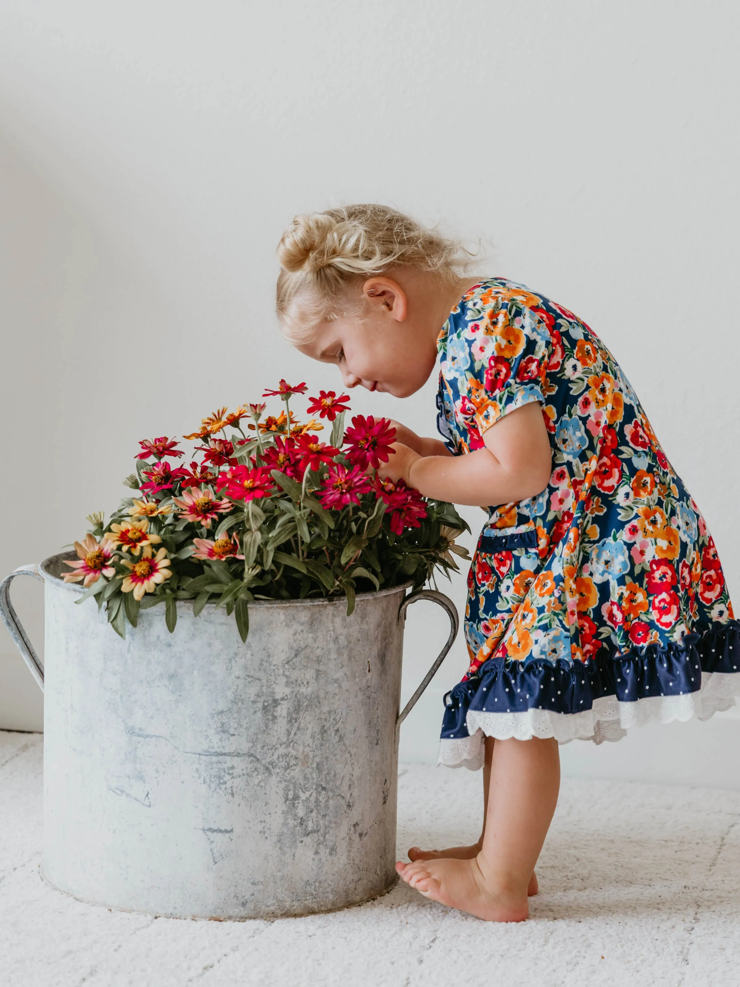 Everyday Play Dress - Navy Fall Blooms