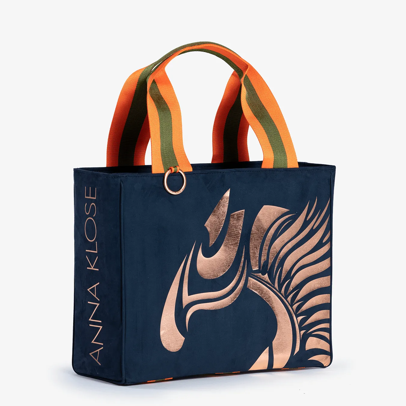 Exclusive Equestrian Tote "Oxford Blue" w. copper print