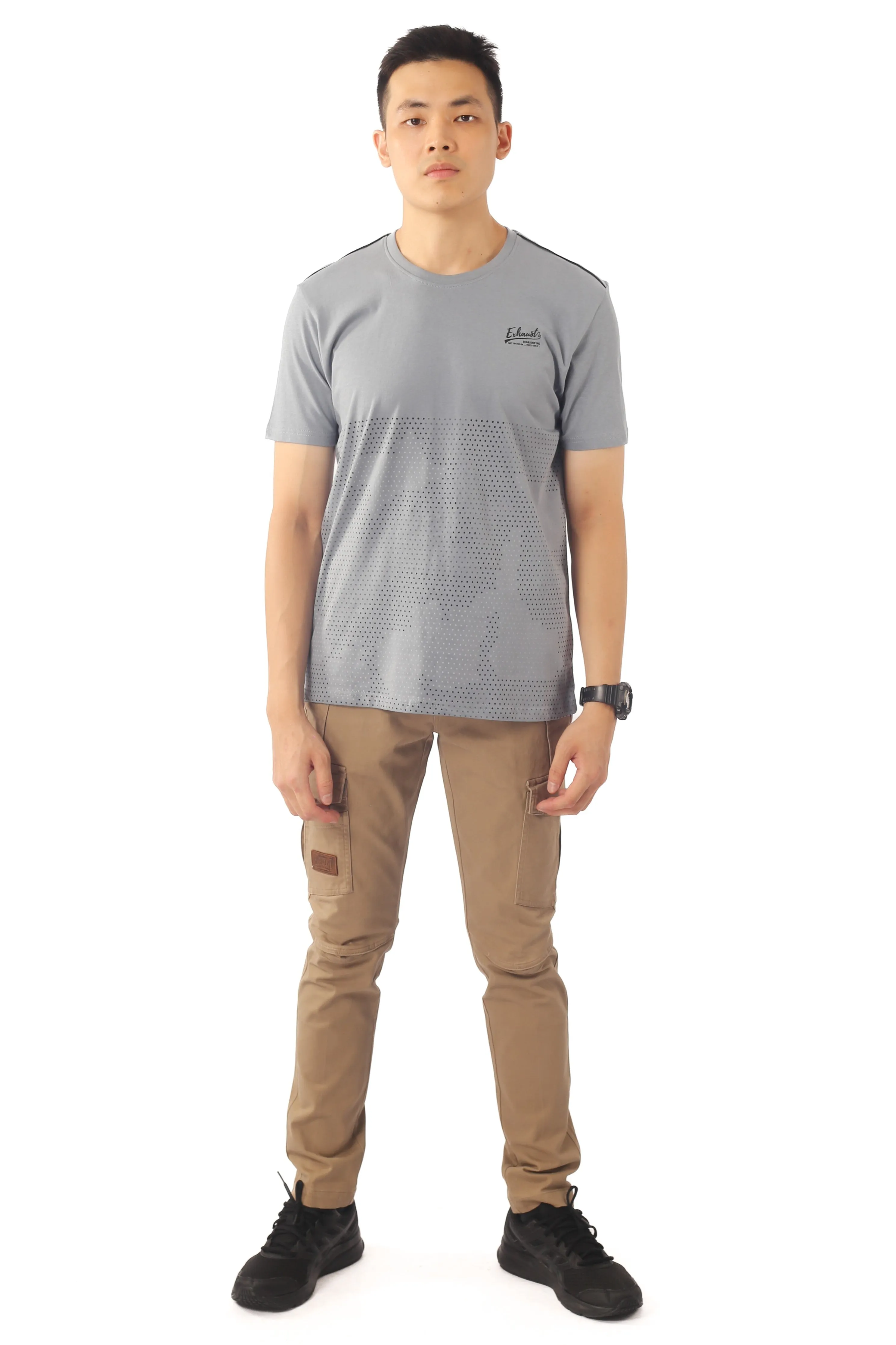 EXHAUST SHORT SLEEVE ROUND NECK T-SHIRT [FREE CUT] 1688