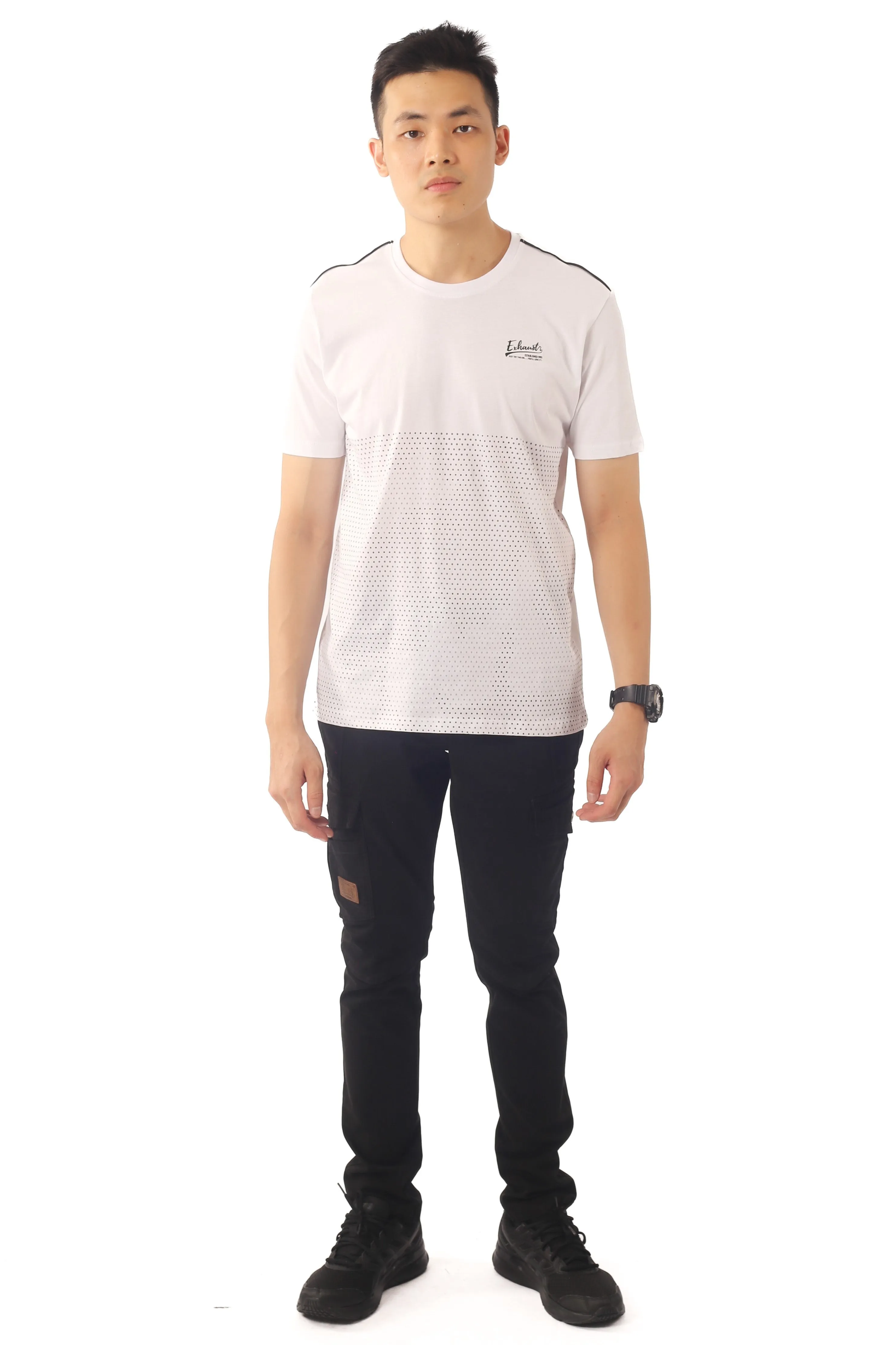 EXHAUST SHORT SLEEVE ROUND NECK T-SHIRT [FREE CUT] 1688