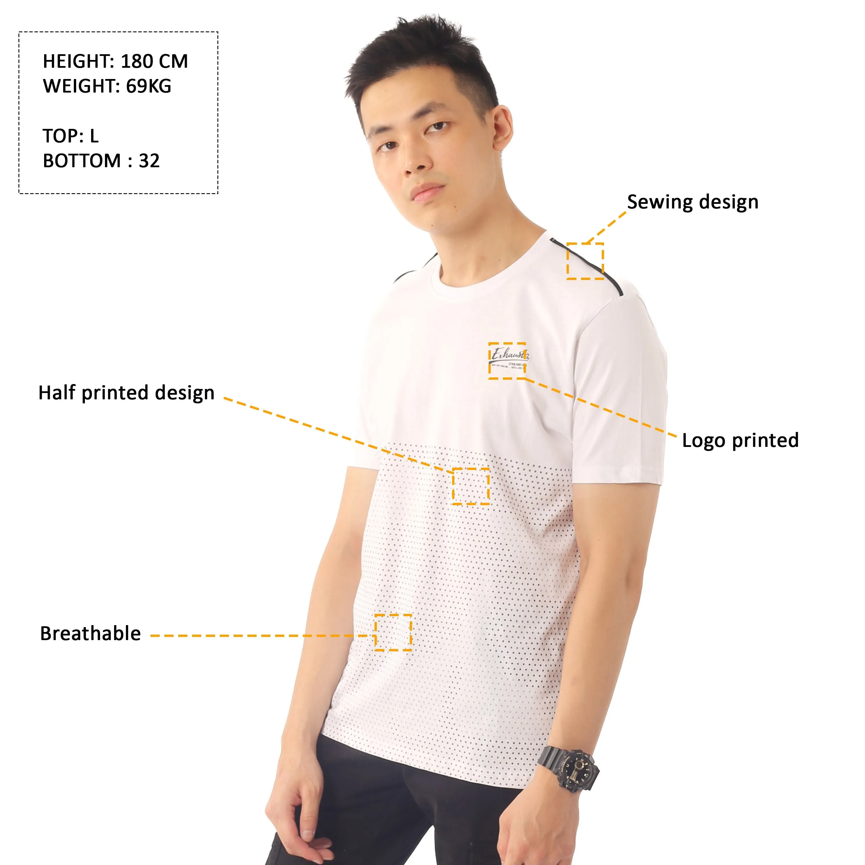 EXHAUST SHORT SLEEVE ROUND NECK T-SHIRT [FREE CUT] 1688