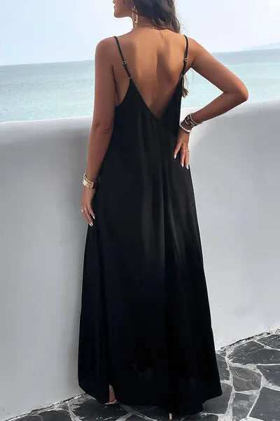 Explore More Collection - Backless Maxi Cami Dress with Pockets