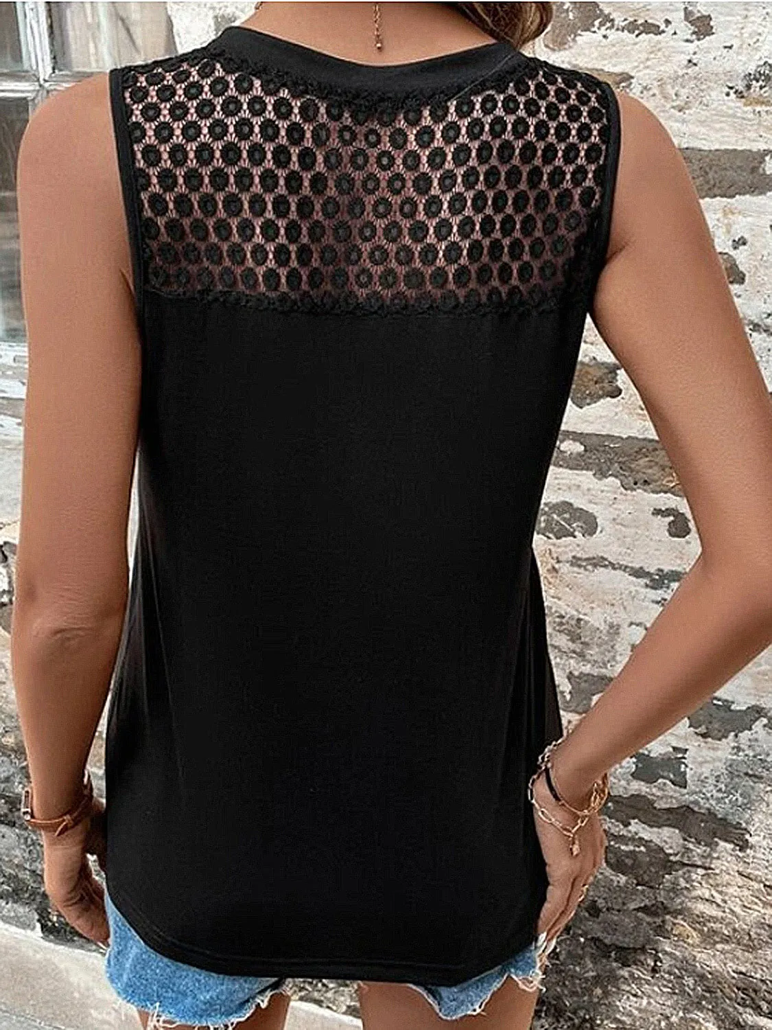 Explore More  Collection - Lace Detail V-Neck Tank