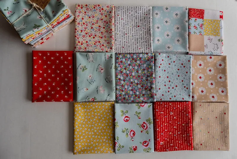 Fabric bundle of 13 Fat 1/4s (18" X 22") from My Favorite Things Collection BLUE by Elea Lutz for Poppie Cotton