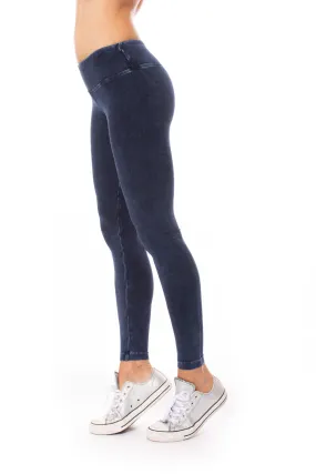 Flat Waist Ankle Legging (Style W-452, Dark Blue Mineral Wash MW8) by Hard Tail Forever