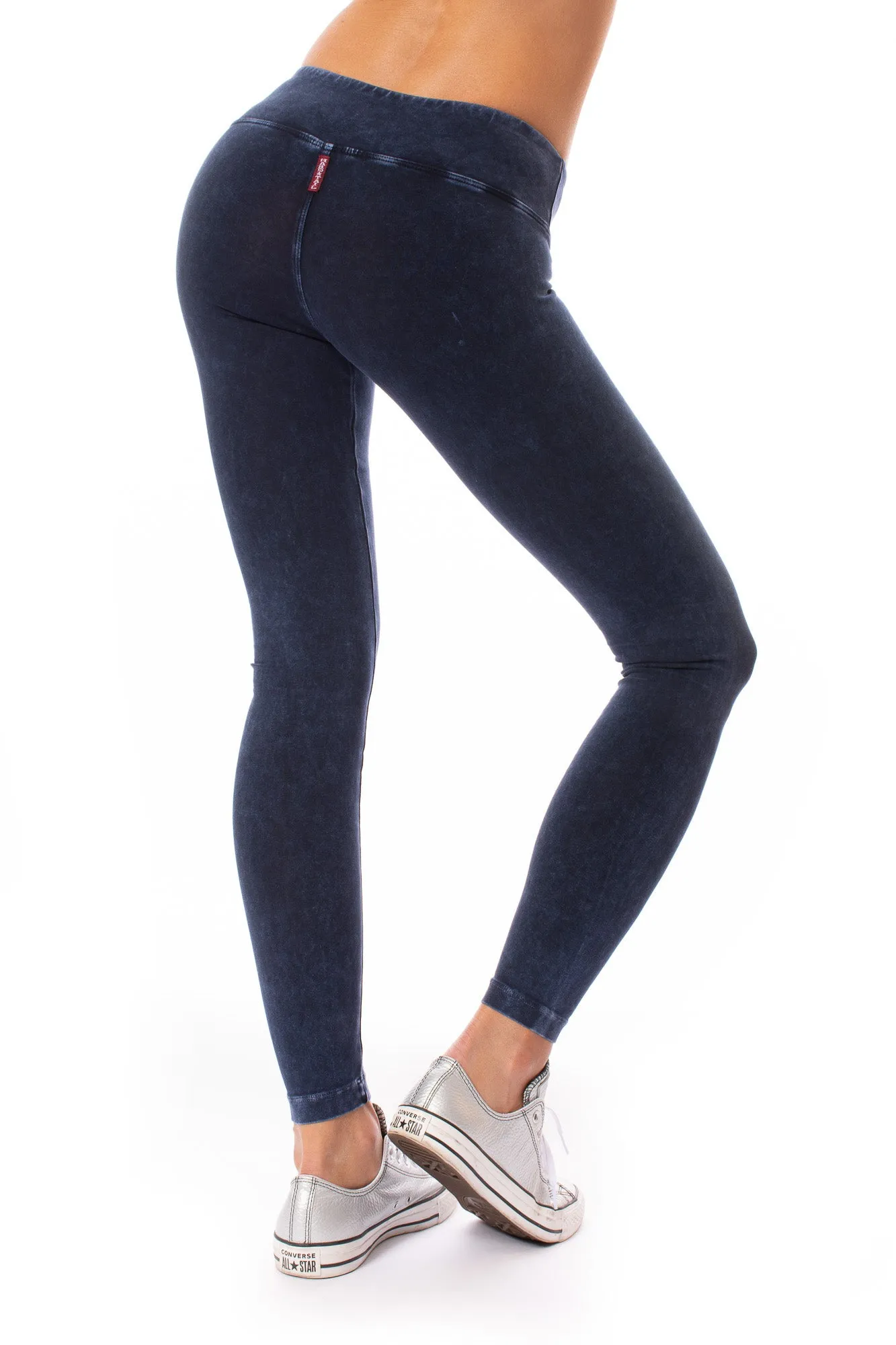 Flat Waist Ankle Legging (Style W-452, Dark Blue Mineral Wash MW8) by Hard Tail Forever