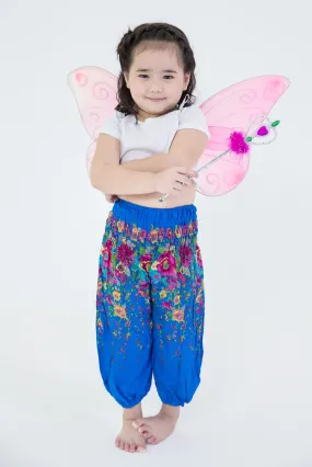 Floral Kids Harem Pants in Ocean Blue