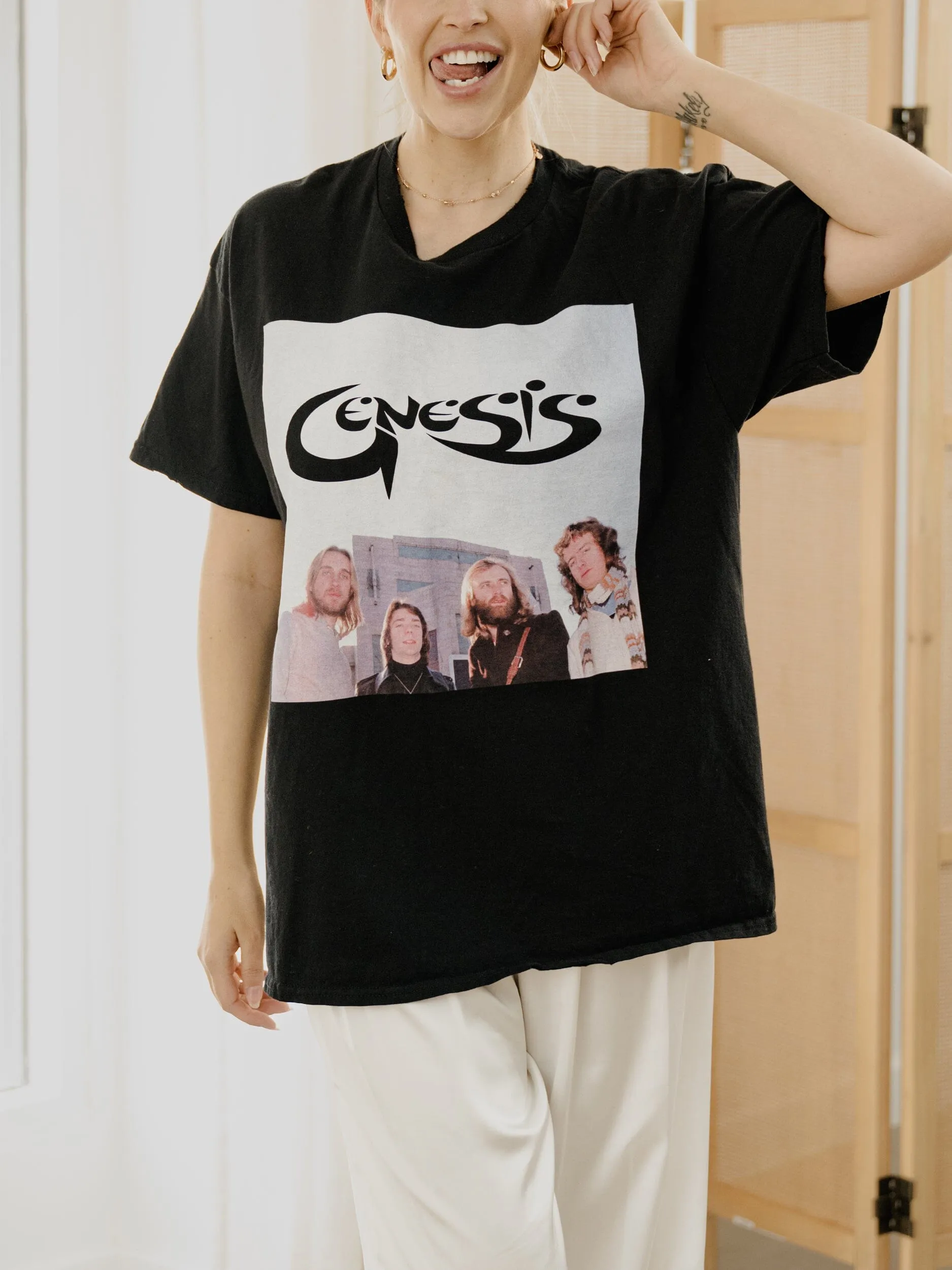 Genesis Pic Black Thrifted Distressed Tee