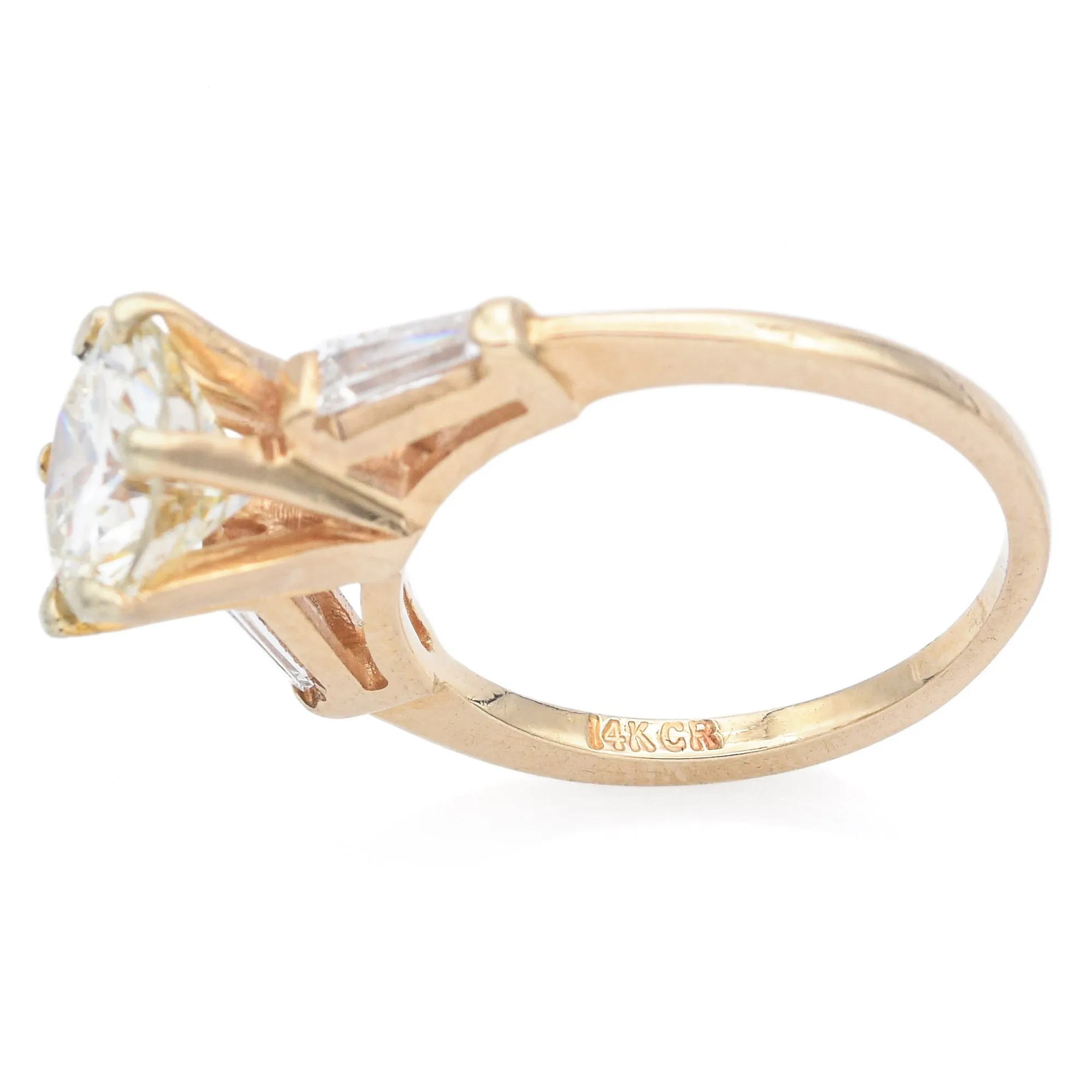 GIA 2.04 Ct Round Brilliant O-P SI2 Center Diamond 14K Yellow Gold Ring 2.36 TCW