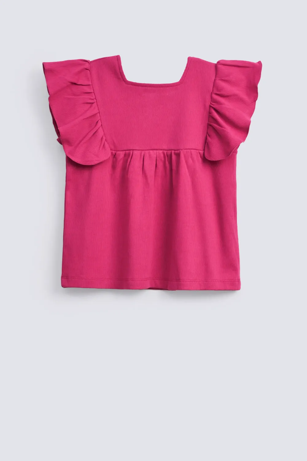 GIRLS EMBROIDERED RIB TOP