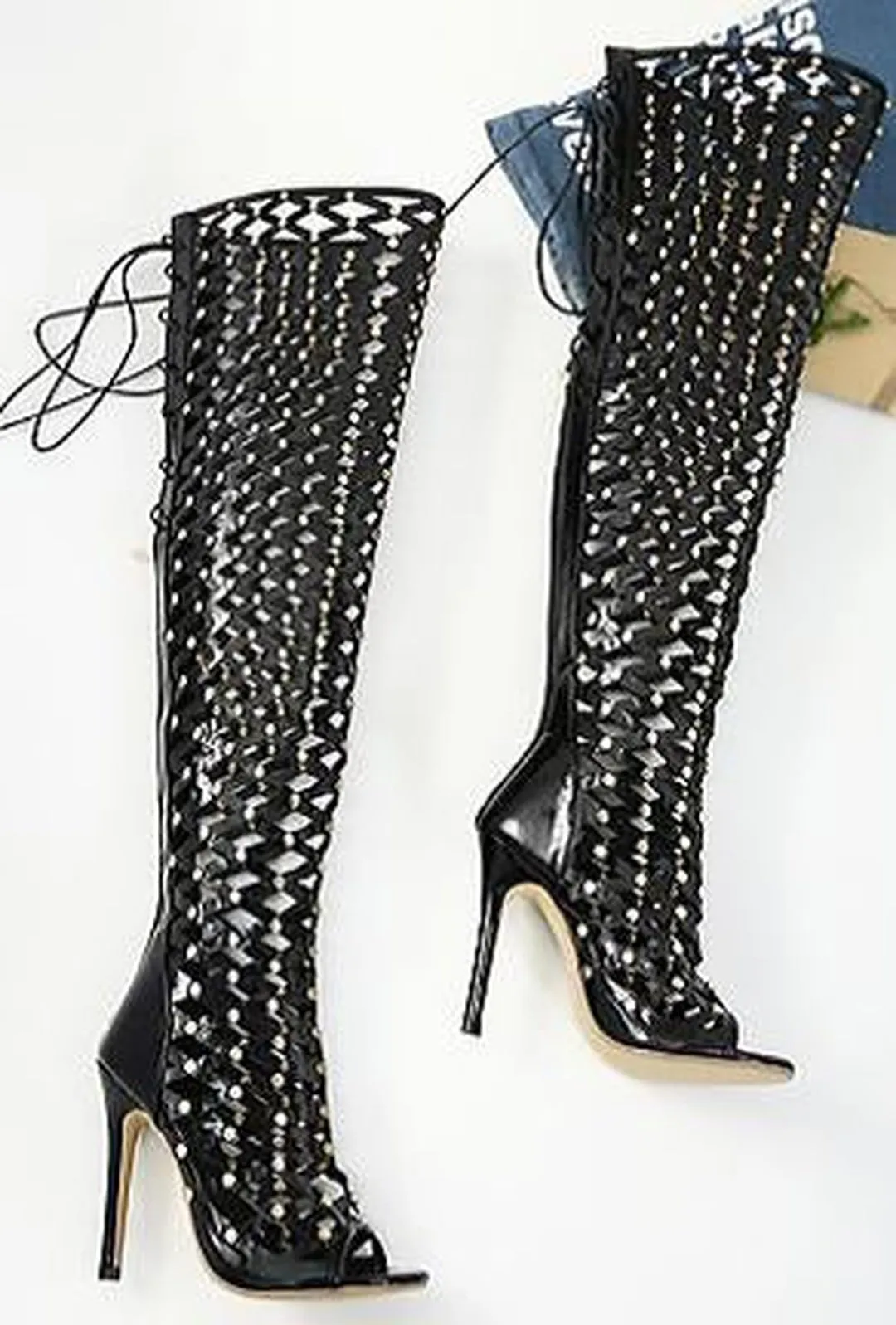 GRATTON - MESH OTK STUD BOOTS