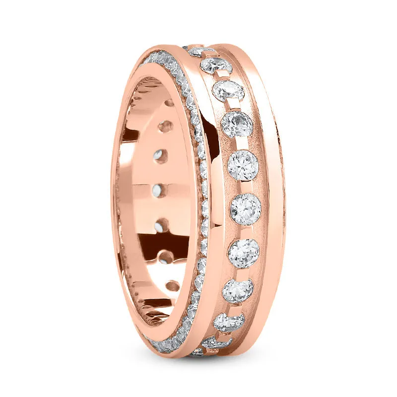 Grayson Men's Diamond Wedding Ring Round Cut Beading in 14K White/Yellow/Rose Gold By Mike Nekta NYC, 9MM