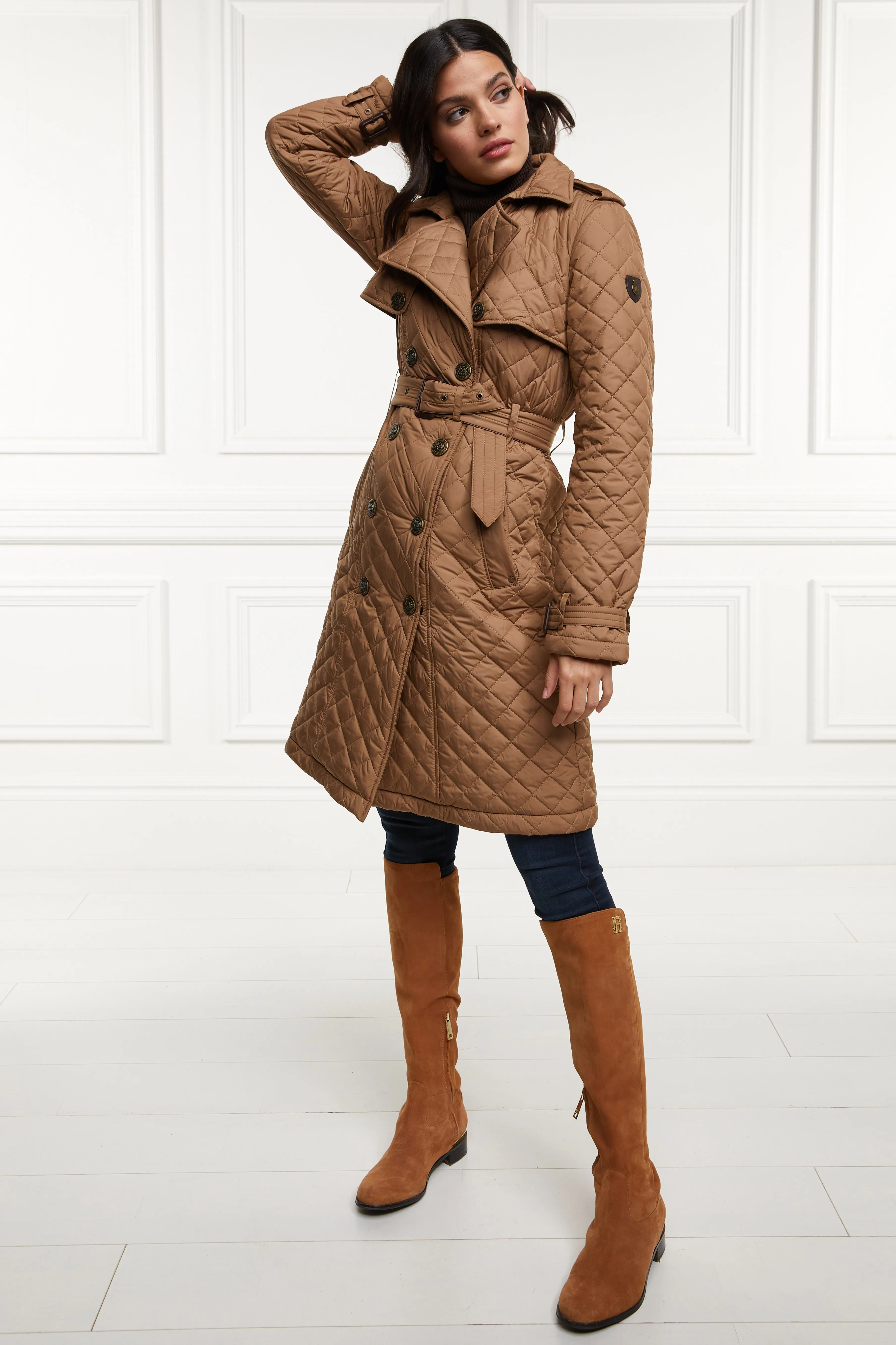 Grayson Quilted Trench Coat (Coffee)