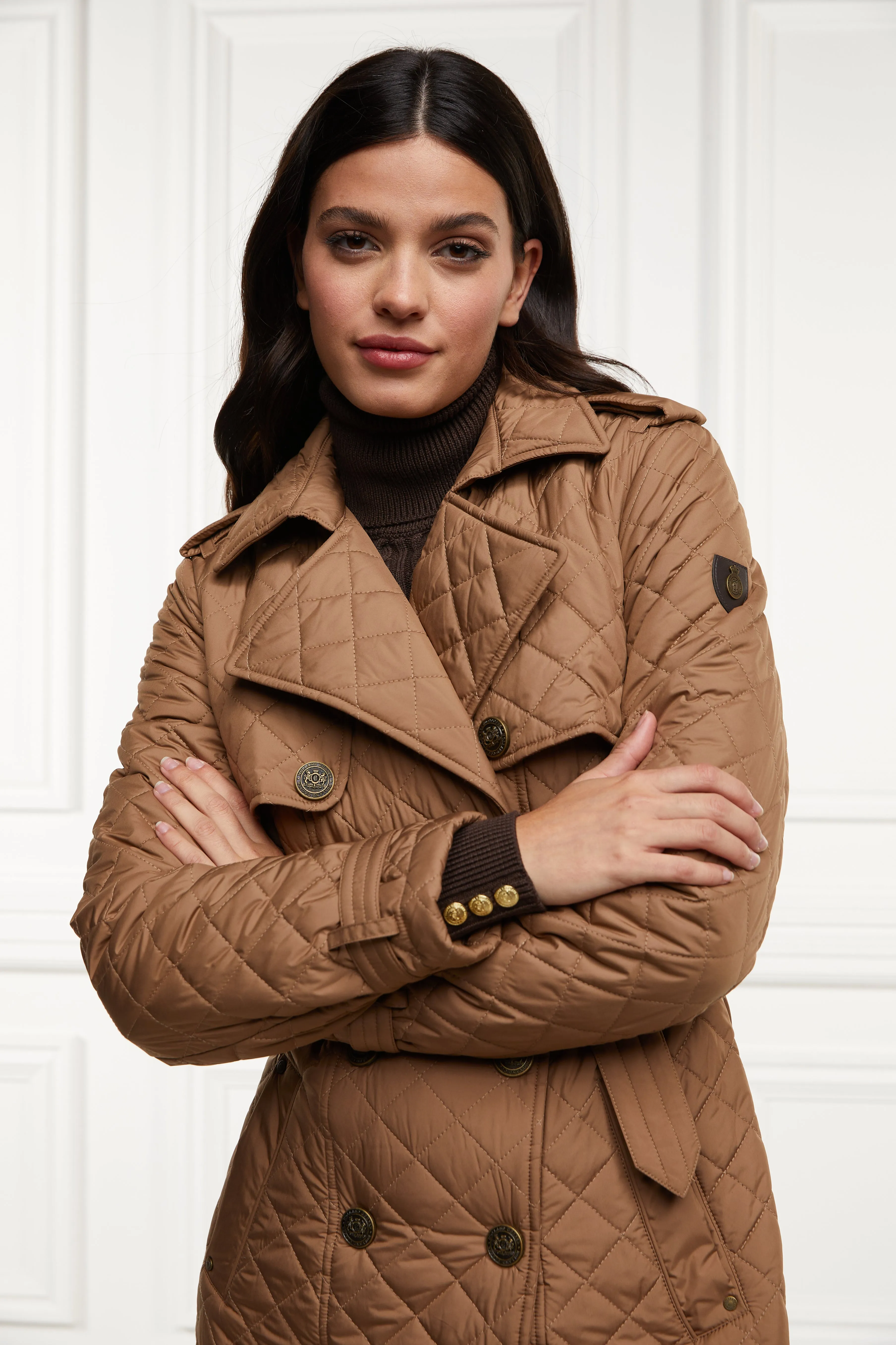 Grayson Quilted Trench Coat (Coffee)