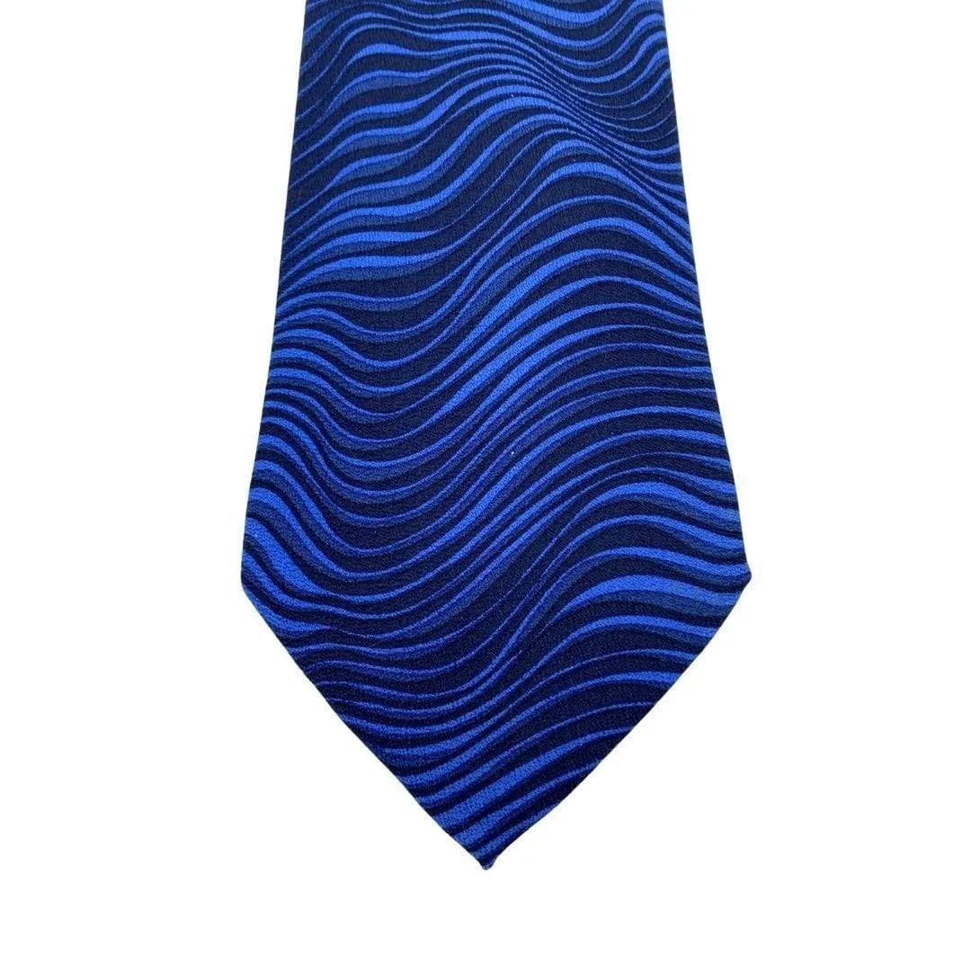 GUCCI Abstract Pattern Silk Tie - Blue & Black