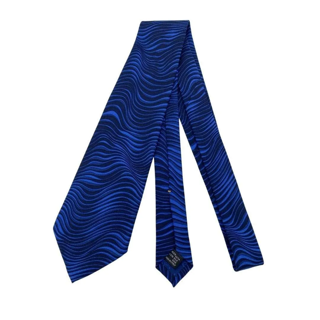 GUCCI Abstract Pattern Silk Tie - Blue & Black