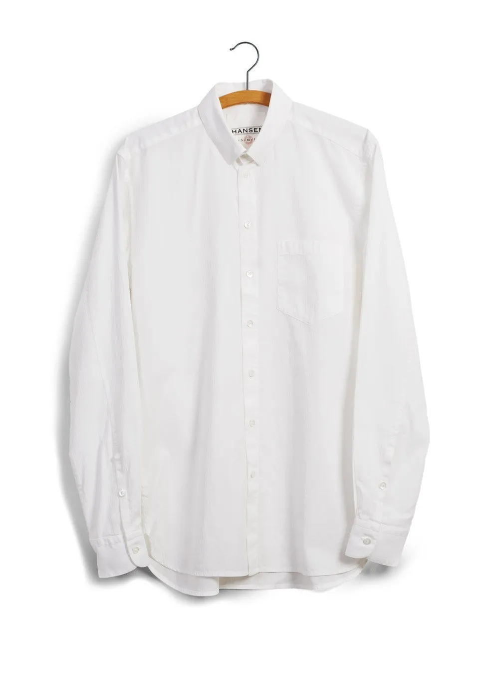 HAAKON | Hidden Button Down Herringbone Shirt | White