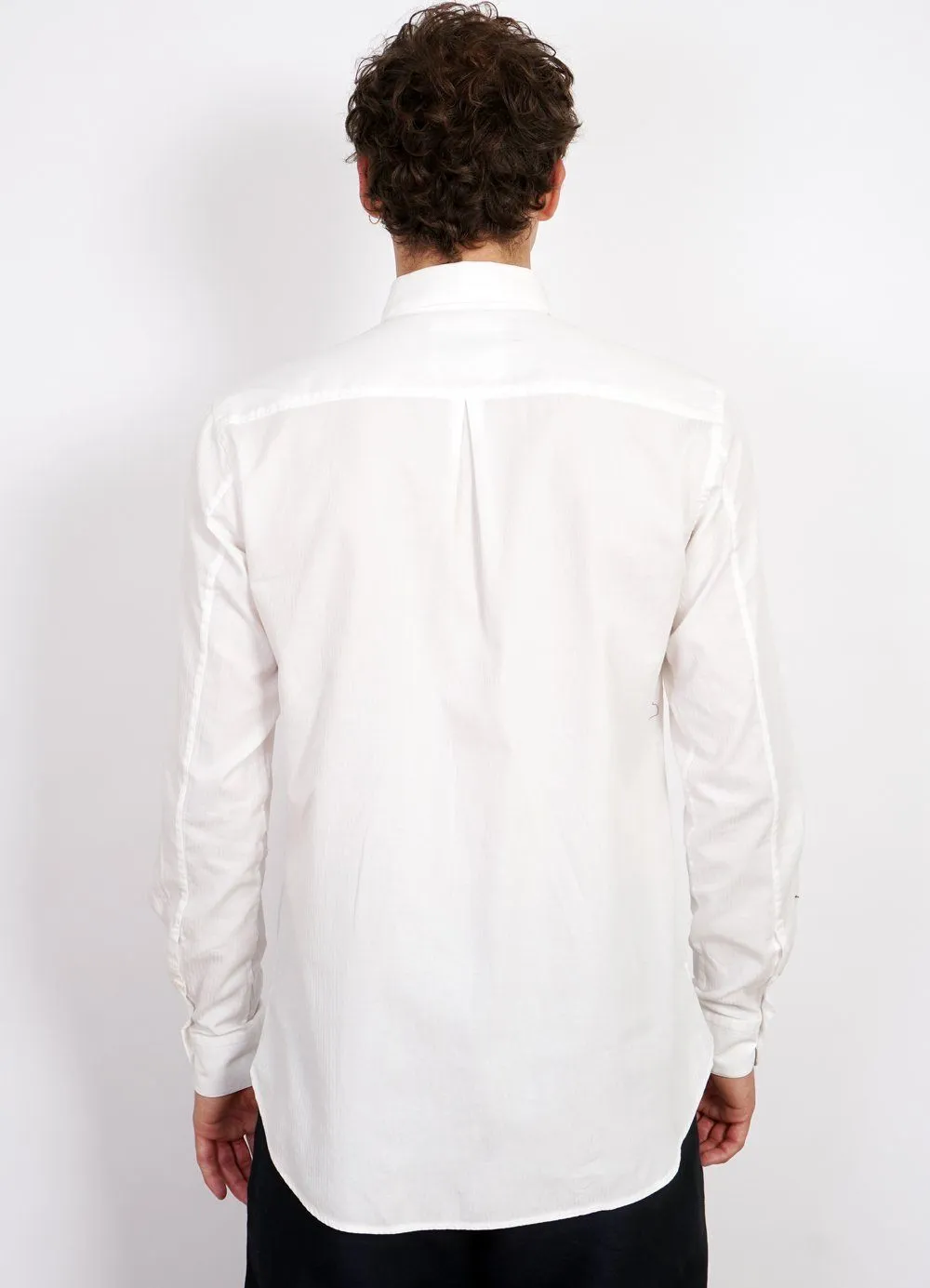 HAAKON | Hidden Button Down Herringbone Shirt | White