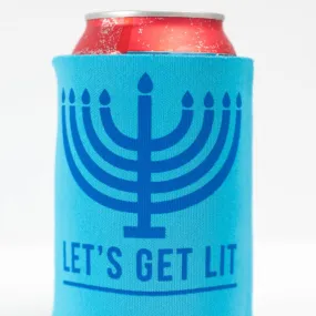 Hanukkah can coolie, Hanukkah gift idea, let's get lit Menorah can coolie, Jewish gift idea