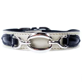 Hartman Dog Collar in Eggshell, Black & Nickel