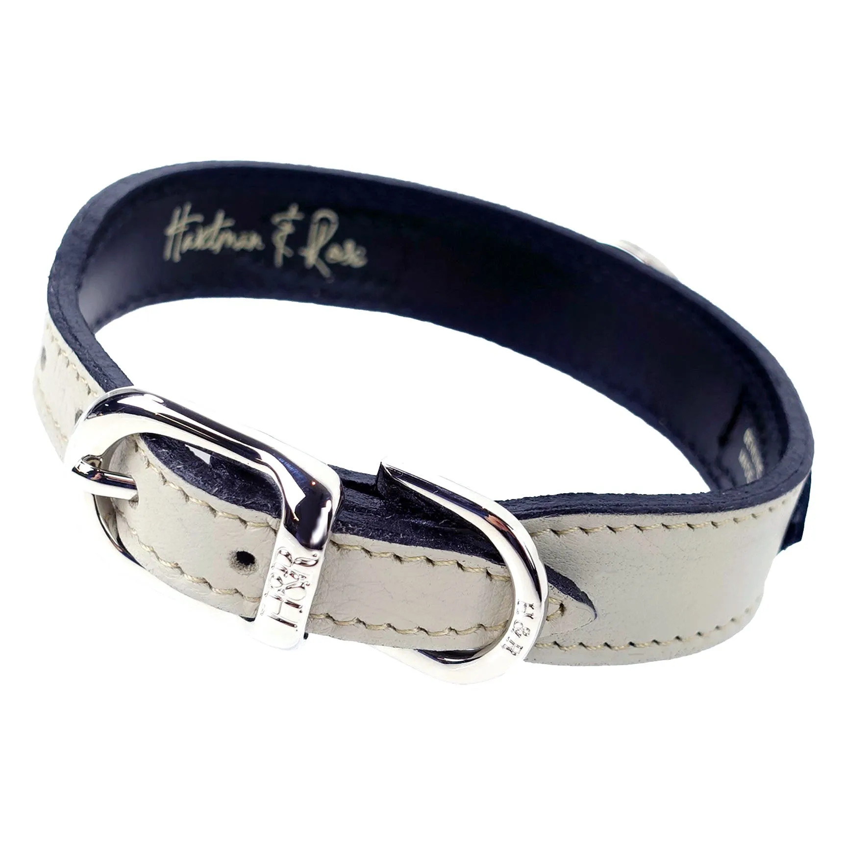 Hartman Dog Collar in Eggshell, Black & Nickel