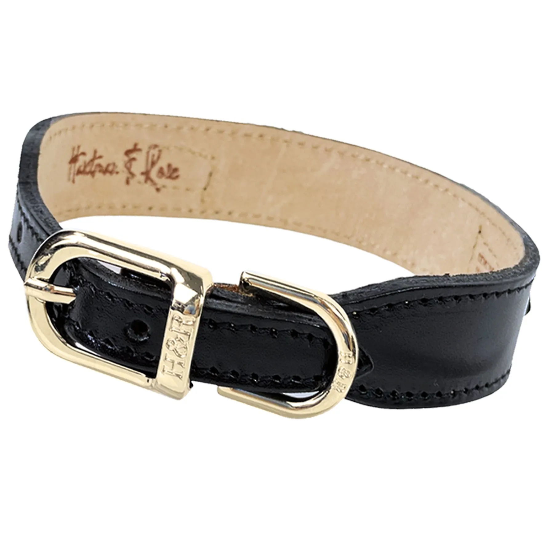 Hartman Dog Collar in Jet Black & Gold