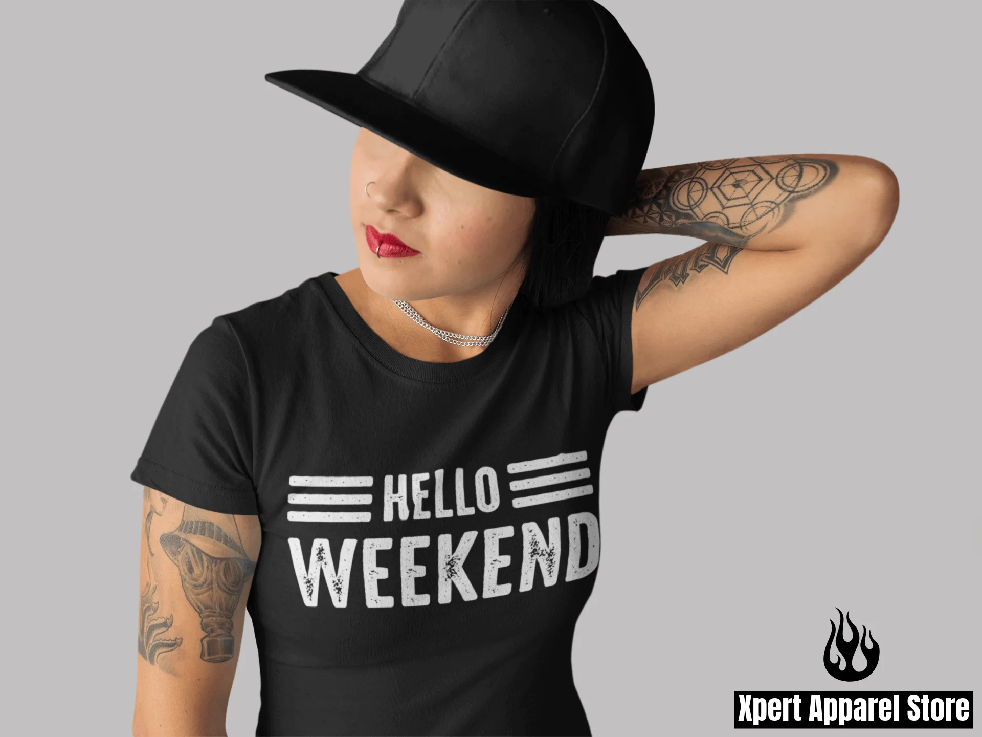 Hello Weekend Vibes  Printed T Shirt Top