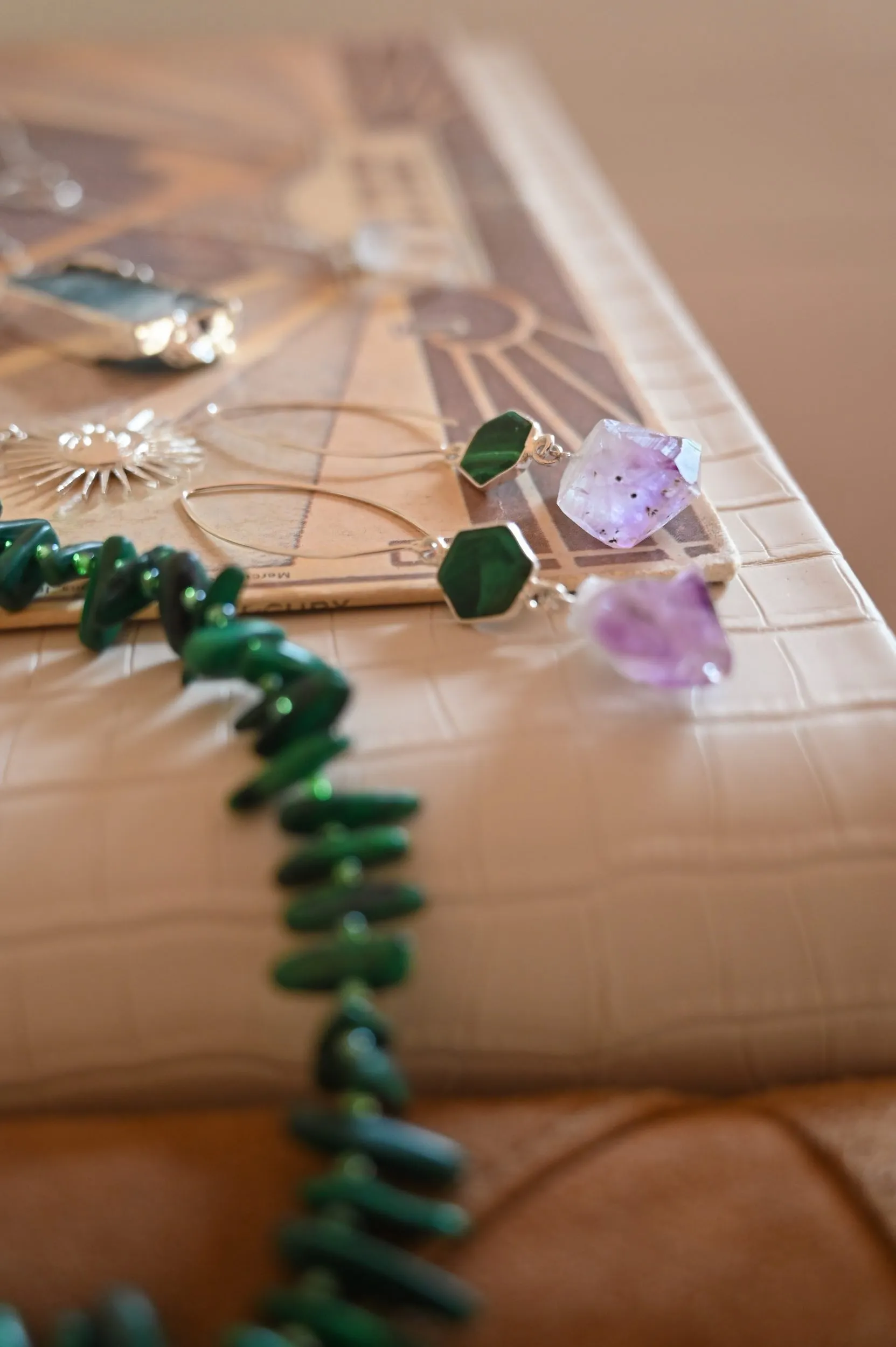 Higher Love Amethyst & Malachite Earrings