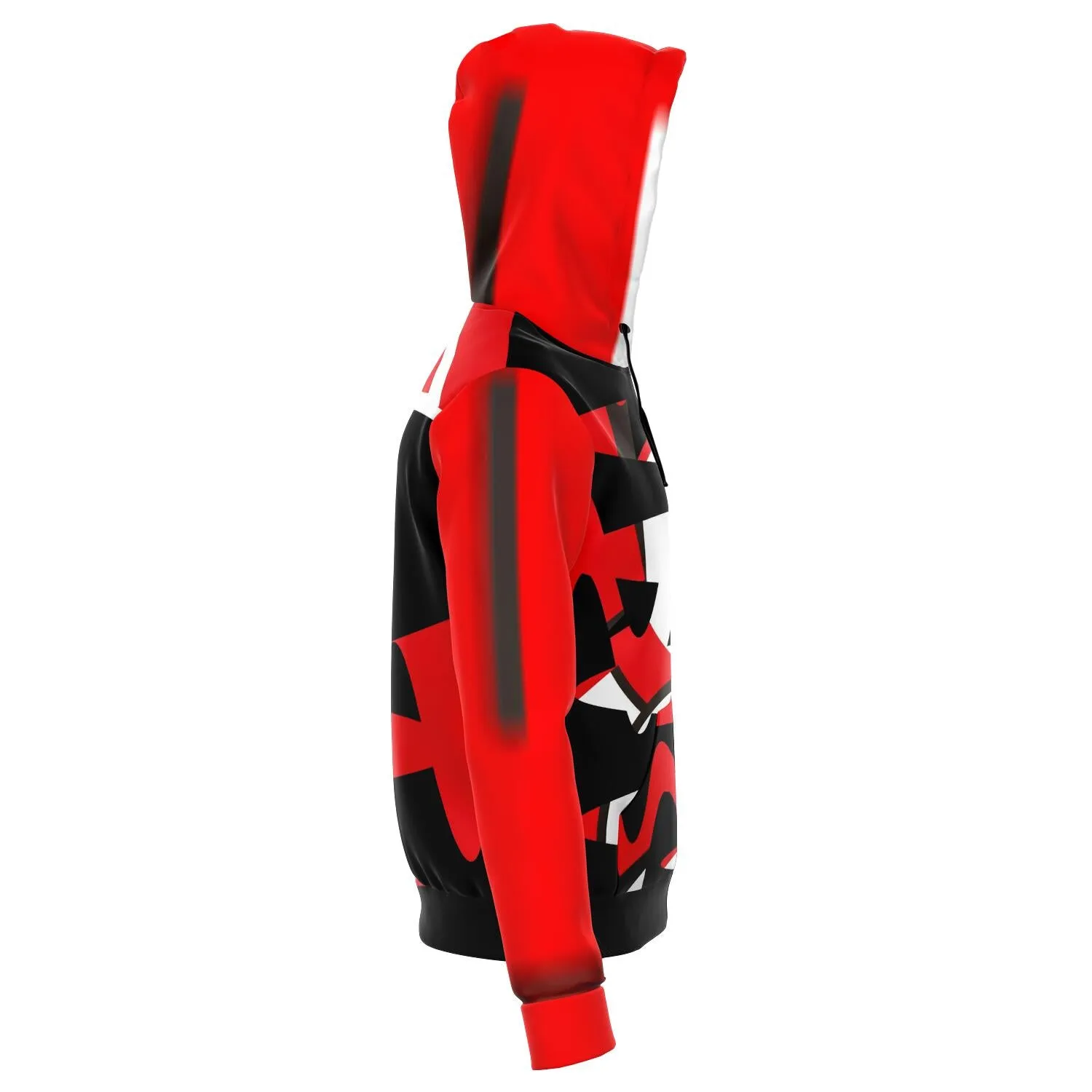 hoodie with zip black and red