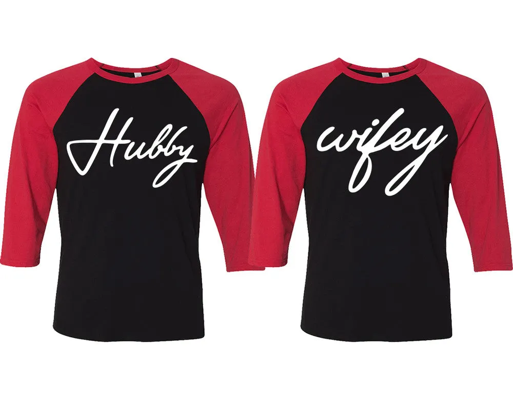 Hubby Wifey Couple Baseball T Shirts, Matching Couple Baseball Shirts.