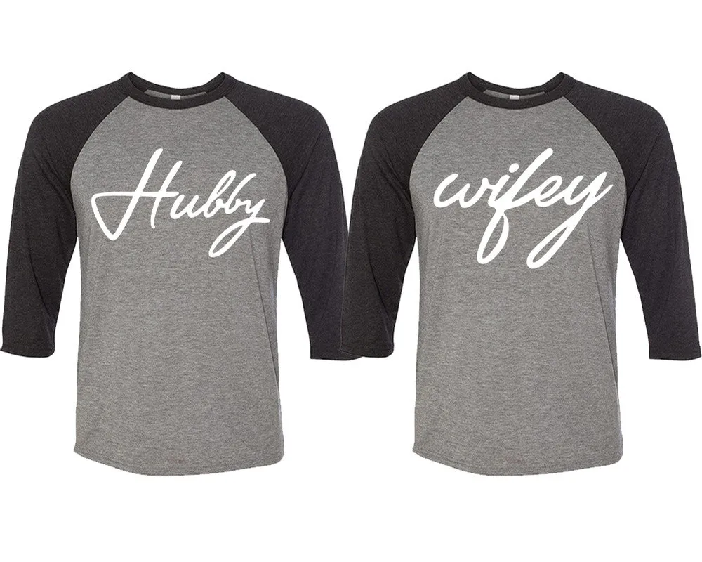 Hubby Wifey Couple Baseball T Shirts, Matching Couple Baseball Shirts.