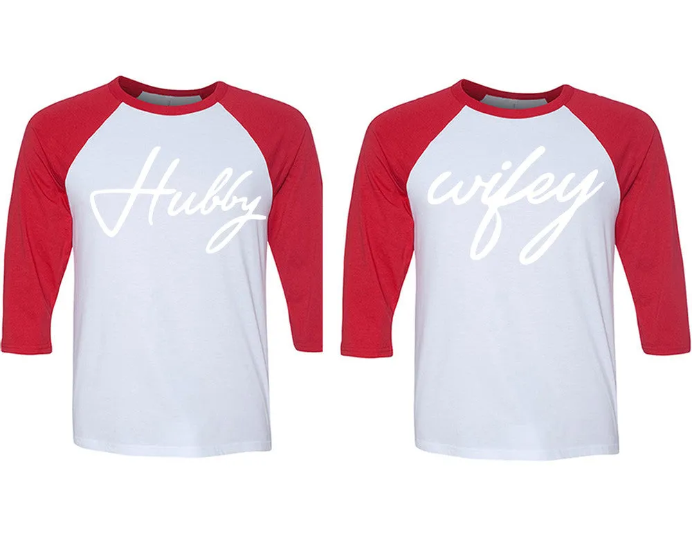 Hubby Wifey Couple Baseball T Shirts, Matching Couple Baseball Shirts.