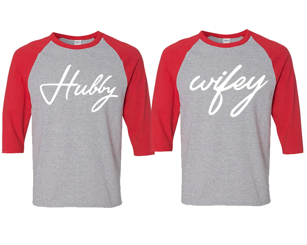 Hubby Wifey Couple Baseball T Shirts, Matching Couple Baseball Shirts.