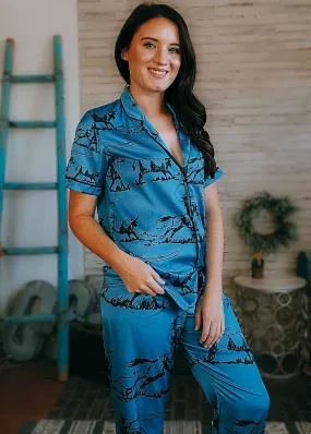 Indigo Blue Ranch Roper Silky Pajamas